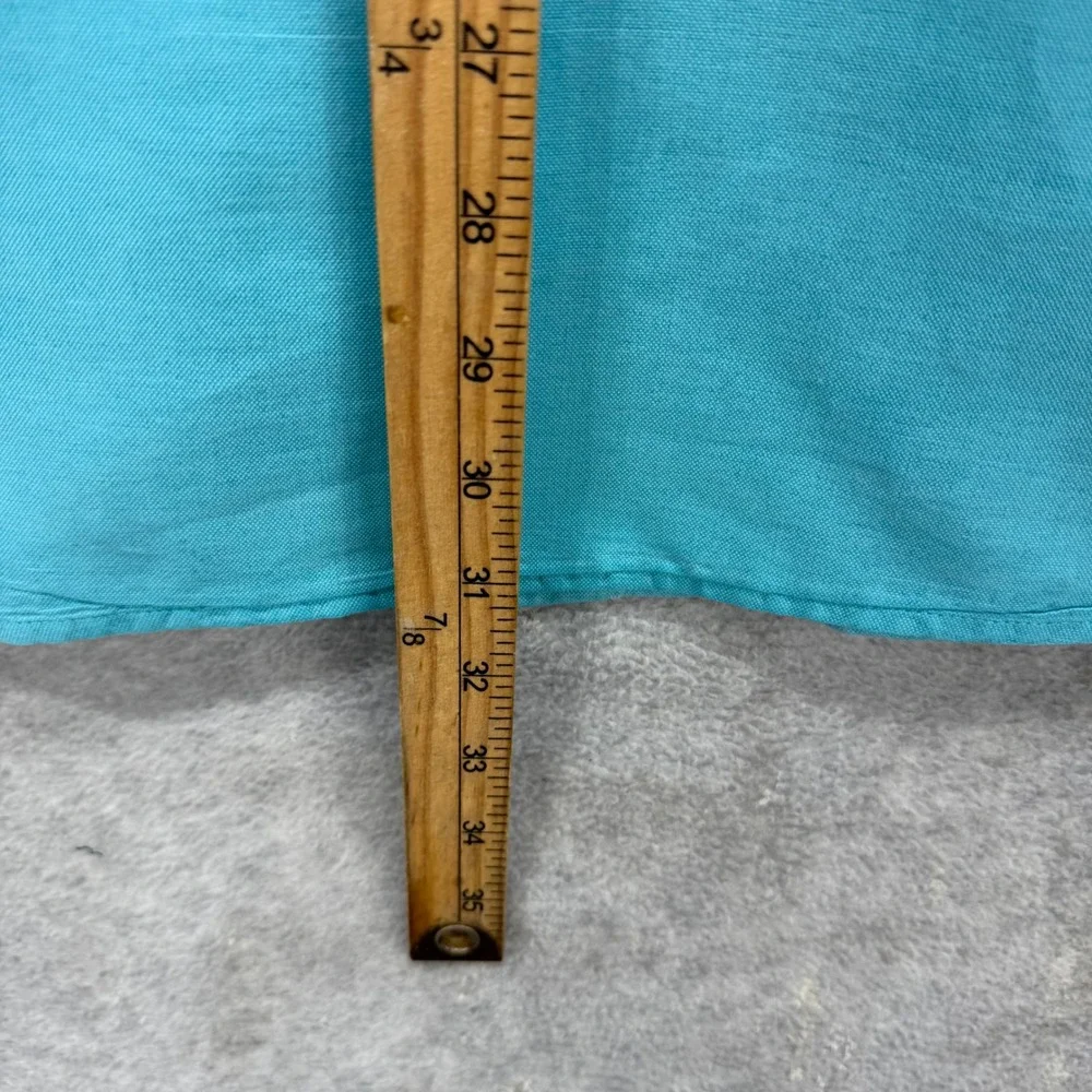 Carbon 2 Cobalt Shirt Mens XXL Teal Silk Linen Cotton Long Sleeve Button Up - Picture 6 of 9